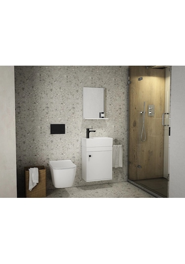 Ece Banyo City 45X25 Cm Mini Banyo Dolabı Seti Beyaz