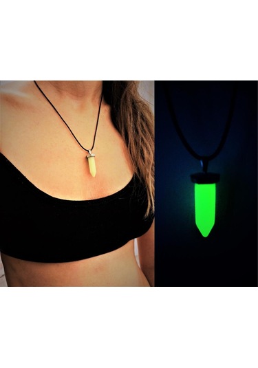 KARANLIKTA PARLAYAN DERİ İP KOLYE-KOL125 Çok Renkli