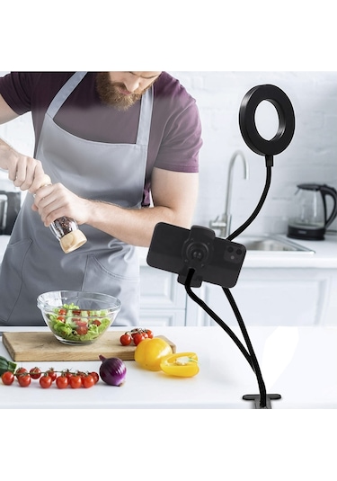 Telefon Tutucu Tripod Masa Lambası Youtuber Tripodu Usb-Led Işık