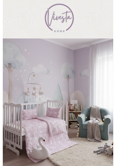 Hayvan Desenli Pamuk Bebek Pike Seti Yumuşak, Antialerjik ve Nefes Alan Kumaş Pembe Renkli