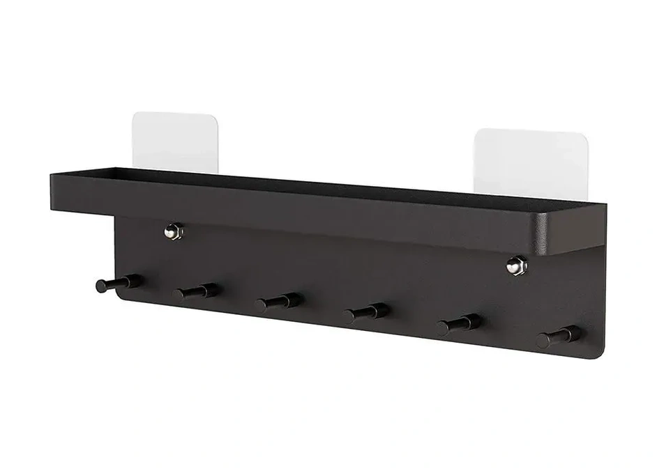 Kosona Mat Siyah Duvar Organizörü, 6 Çelik Kanca İle Anahtar, Gözlük, Cüzdan Ve Daha Fazlasını Kolayca Saklayın - Evinizde Düzen Ve Şıklık Siyah