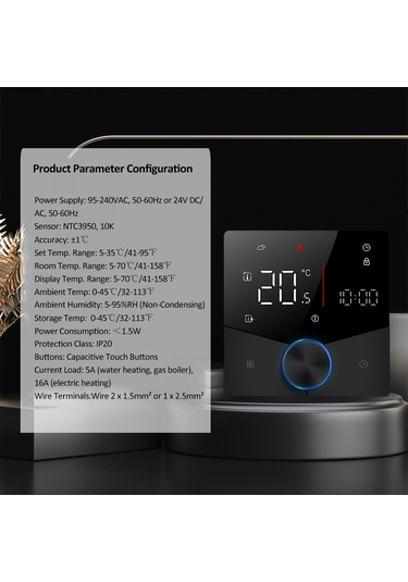 Padalink Ga Sıcaklık Kontrol Cihazı - Akıllı Wifi Termostat, Su Isıtma İçin 5a Kapasite, Siyah, Sabit Sıcaklık Regülatörü