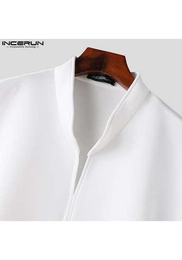 Incerun Erkek Stand Yaka Kolsuz Asimetrik Pelerin Yelek Beyaz