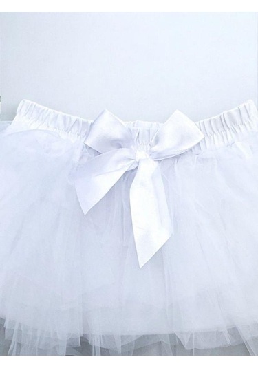 Kız Çocuk Kat Kat Tüllü Tütü Etek-14368 Beyaz