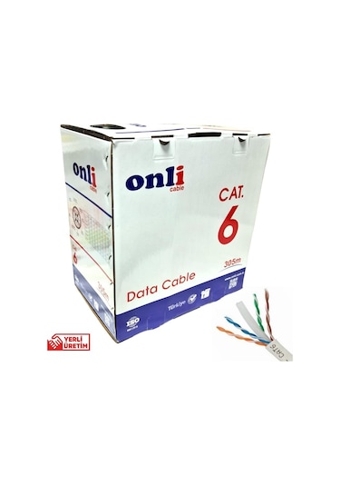 Onli 305Mt 24AWG UTP CAT6 Network Kablosu Gri Yerli Üretim