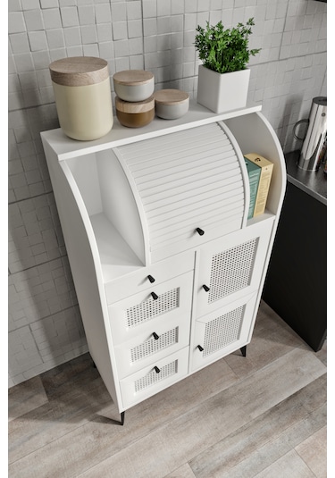 Merlin Mobilya Astana 9 Bölmeli Beyaz Bakliyat Saklama Kileri