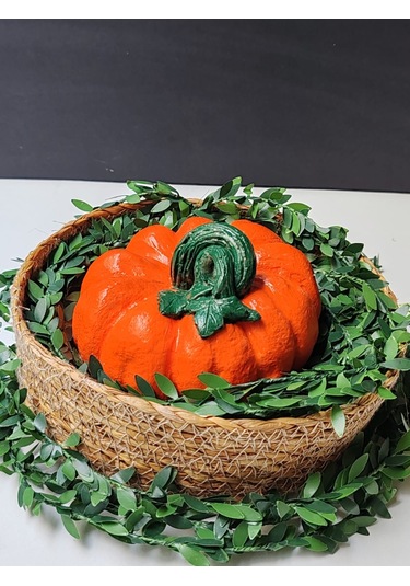 Dekoratif Balkabağı Orta Boy, Turuncu El Yapımı, Ev Dekoru, Masa Dekoru, Obje, Biblo