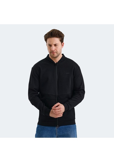 Slazenger VLAD Erkek Cepli Fermuarlı Siyah Sweatshirt