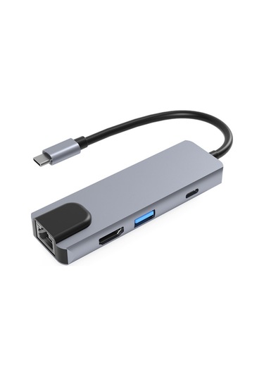 Skycity 6'lı Usb-c Hub: 4k Hdmı, 87w Pd Şarj, Usb 3.0, Rj45 Ağ, Sd/tf Kart Okuyucu - Alüminyum Gövde
