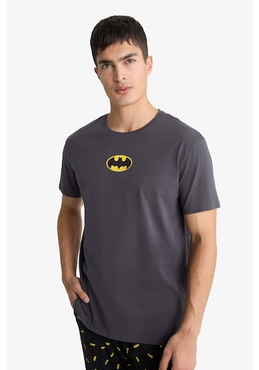 Defacto Batman Pijama Takımı Regular Fit Kısa Kollu Üst Uzun Alt D2604ax25auar150 Antrasit
