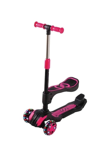 Cool Wheels Oturaklı Scooter Pembe Işıklı 50 Kg Pembe