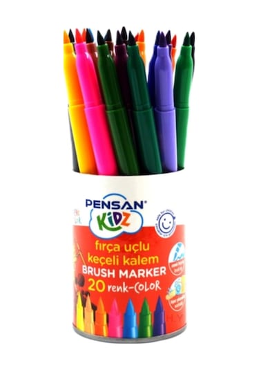 Kidz Fırça Uçlu Keçeli Kalem 20 Renk Kavanozlu