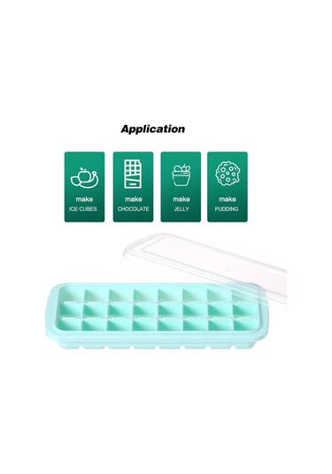Suofeng Ev Ve Bar Kullanıma Silikon Buzluk 24 Hücre Kapaklı Buz Formu Yeşil Çok Renkli