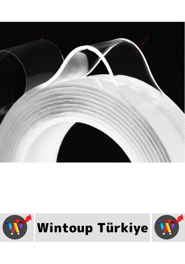 Ultra Güçlü Esnek Kesilebilir Kolay Kullanım Estetik Çift Taraflı Nano Şeffaf Bant 3 Cmx2 Metre 2 Ad