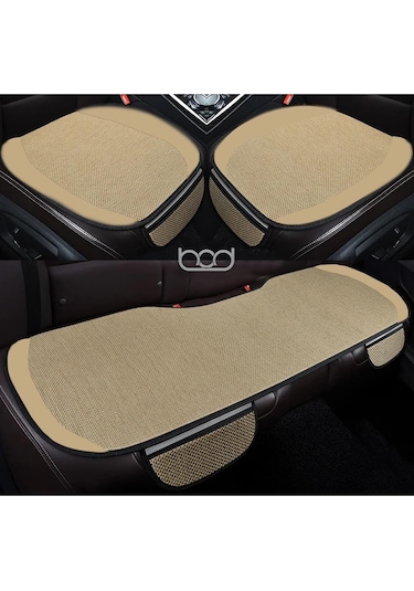 Bod Oto Koltuk Koruyucu Keten Minder Cepli 3 Lü Set Bej