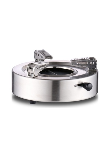 Ximistore9 Dışarıda Taşınabilir Paslanmaz Çelik Alkol Ocağı: Ayarlanabilir Alev, Ev/hotel/barbekü Kullanıma Uygun, Anti Kayma Tabanlı Gümüş