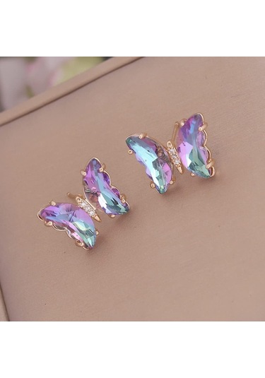 Kelebek Kolye Küpe Kadınlar İçin Basit Kübik Zirkonya Altın Kelebek Kolye Küpe Kolye Sevimli Kristal Kelebek Takı Seti Kadın Hediye Takı Diğer