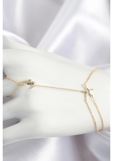 Pirinç Zirkon Taşlı Deniz Atı Ve Yıldız Model Gold Renk Şahmeran - Tj-sn713 Çok Renkli