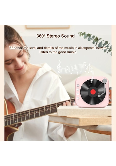 Geeroyoo Retro Vinyl Plak Tasarımlı Taşınabilir Bluetooth Hoparlör - 360 Stereo Ses Ve 10 Saat Pil Ömrü İle Müzik Keyfi
