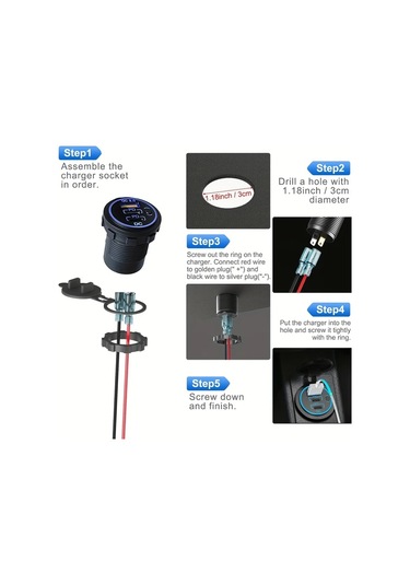 Dashanshop Kırmızı Kablosuz 30w Pd3.0 18w Qc3.0 3 Port Araç Şarj Cihazı Düğmeli Abs 12v/24v