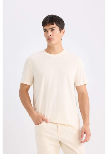 Defacto Pamuk New Regular Fit Bisiklet Yaka Basic Düz Kısa Kollu Tişört - Ekru V7699AZ25SPER98 Defacto Pamuk New Regular Fit Bisiklet Yaka Basic Düz Kısa Kollu Tişört - Ekru V7699AZ25SPER98