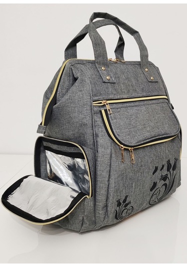 Bebek Bakım Çantası Organizatör Fonksiyonel Lüx Anne Bebek Bakım Sırt Çantası Gri Gri