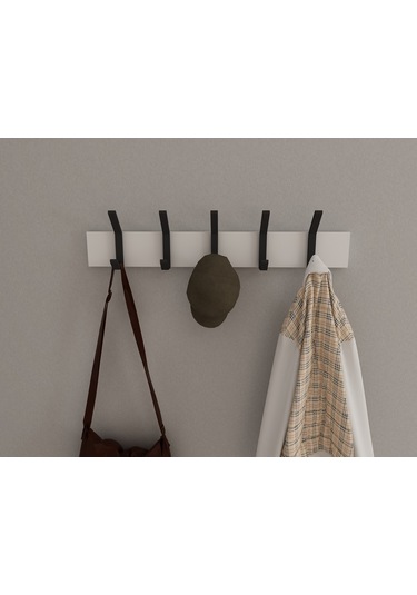 Hepsi3boyutlu Modern Duvar Kapı Askılık - 5 Adet Siyah Askılık Siyah