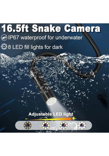 Xuweiwei Endoscope 2m 7874inch Yüksek Çözünürlüklü Kamera 8 Parlak Led Aydınlatma Karanlık Ortamlarda Net Görüntü Esnek Kontrol