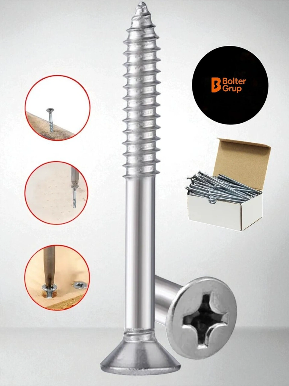 Ağaç Ve Sunta Vidası 4,0x16 Mm Yhb Sunta Vidası 4x16 Mm 100 Adet -