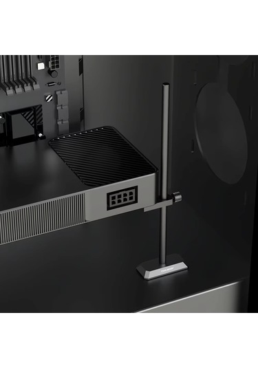 Sones Coolmoon Gh195 Masaüstü Bilgisayar Dikey Monte Edilen Grafik Kartı Koruma Rafı Metal Çubuk Manyetik Destek Braketi, Renk: Gümüş