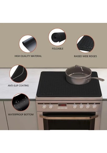 Cordial Siyah Ekstra Büyük Ocak Üstü Koruyucu Mat 450 C Isıya Dayanıklı