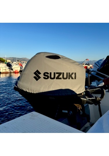 Tekne Motor Kılıfı Dıştan Takma Marin Deri Suzuki 20 Hp