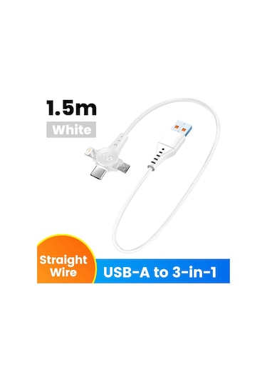 Maerknon120w 3'ü 1 Arada Usb C Kablosu - Iphone Uyumlu Huawei Xiaomi İçin Süper Hızlı Şarj Ve Veri Aktarımımavi1.5m