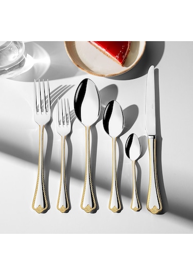 Nehir Fulya Altın Sade 6 Kişilik 36 Parça Çatal Kaşık Bıçak Takımı Diğer