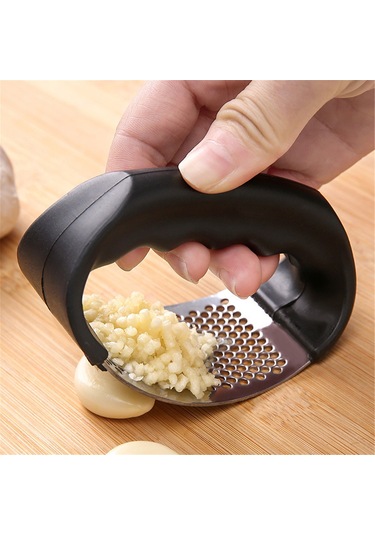 Shineyee Stainless Steel Zeytin Pressü, Kolay Kullanım, Dayanıklı, Mutfak Aleti, Sarımsak Ezici, El İyiliği Olmadan, Hızlı Ve Temiz Siyah