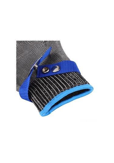 Mufunye M Beden Çelik Tel Eldiveni Tek Adet - Kesiciye Dayanıklı, Pikanç Ve Çizik Korumalı, Saçaklı Mavi, Sağ-sol El Uyumlu
