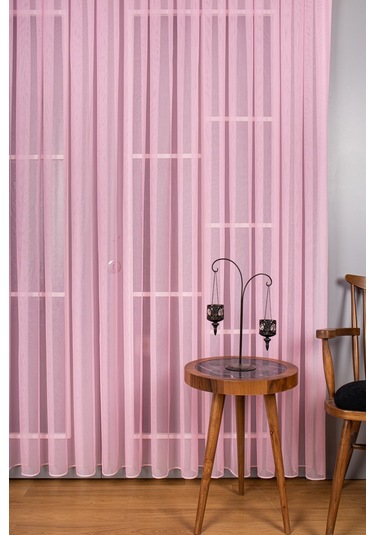 Şeker Pembe Grek Tül Perde Petek Zemin