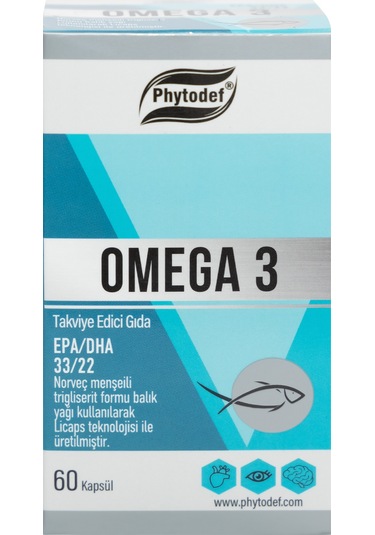 Phytodef Omega 3 Licaps 330/220 Norveç Menşeli Balık Yağı Kapsül Balık Jelatini 500 MG 60 Kapsül