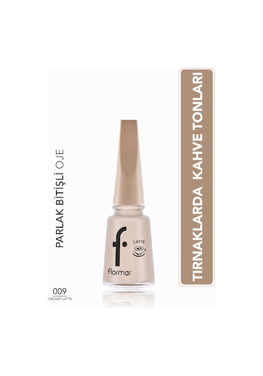 Flormar Latte Nail Enamel Yüksek Pigmentli & Parlak Bitişli Oje 009 Creamy Latte