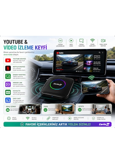 Carlinkit Tbox Max Ambient 13.0 8gb/128gb Kablosuz Carplay & Android Auto Diğer
