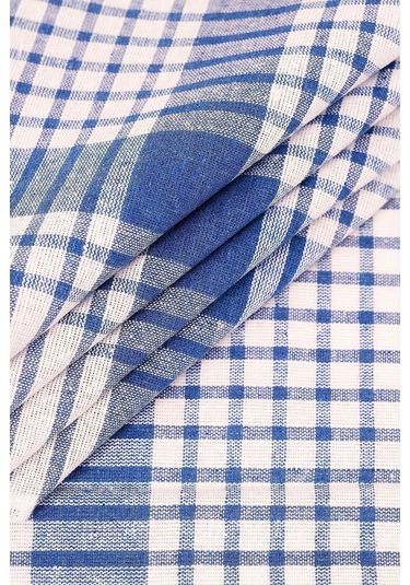 Pamuklu Mavi Renkli Pöti Kareli 4'lü Kurulama Bezi, Beslenme Örtüsü, Servis Peçetesi