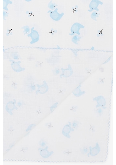 Breeze Yenidoğan Bebek Müslin Batttaniye Sevimli Anne Bebek Fil Desenli Beyaz - Beyaz