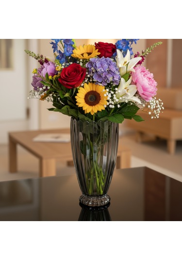 Füme Cam Dekoratif Vazo Füme