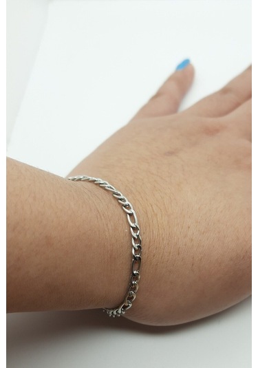 Paslanmaz Çelik 4mm Figaro Spor Model Erkek Zincir Bileklik Eck55b