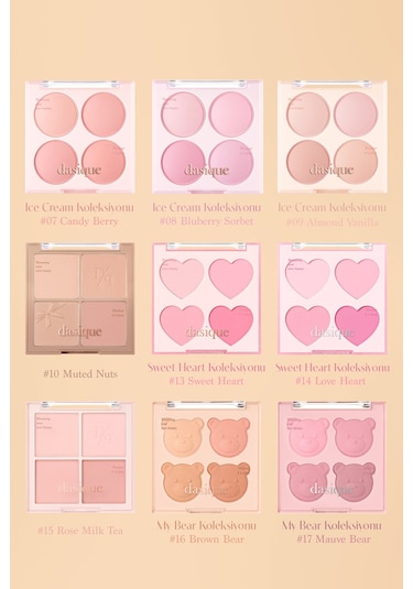 Dasique Karıştırılabilir Renk Tonlarına Sahip 4lü Jel Allık Blending Mood Cheek 17 Mauve Bear 17 Mauve Bear