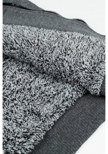 Buratti Içi Kürklü Kapüşonlu  Slim Fit Erkek Sweat 575708 Antrasit