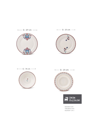 Karaca  Forever Bone Nakkaş 24 Parça 6 Kişilik Yemek Takımı