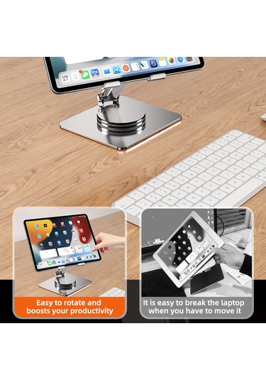 Mt131 Masaüstü Tutucu Soğutma Alüminyum Alaşımlı 360 Dönebilen Katlanabilir Stand Gümüş