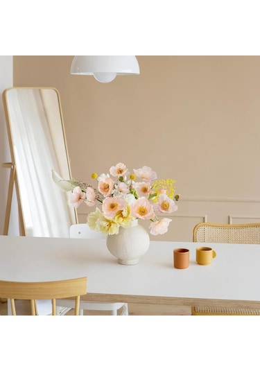 Yapay Çiçek Gelincik Çiçeği Yavruağzı Renk 3 Çiçek 1 Tomurcuk 59cm