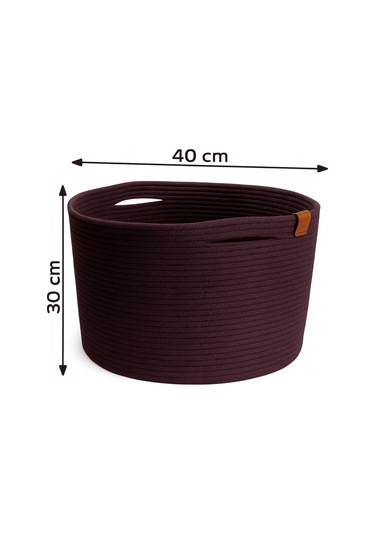 Camatschua Dekoratif Hasır 40 30 Cm Halat Sepet Çok Amaçlı Saklama & Düzenleme Sepeti Mürdüm